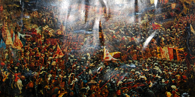 La pioggia durante la battaglia di Agnadello (dipinto rielaborato da Luigi Dossena)