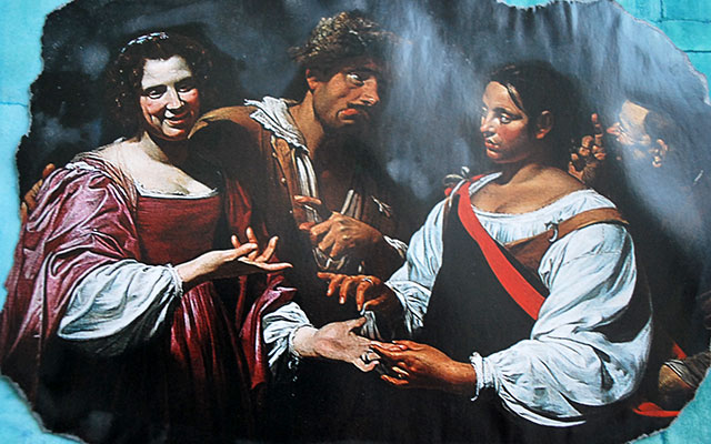 Goldoni fra Mirandolina e Colombina (dipinto di L.Dossena per Cremaonline.it)